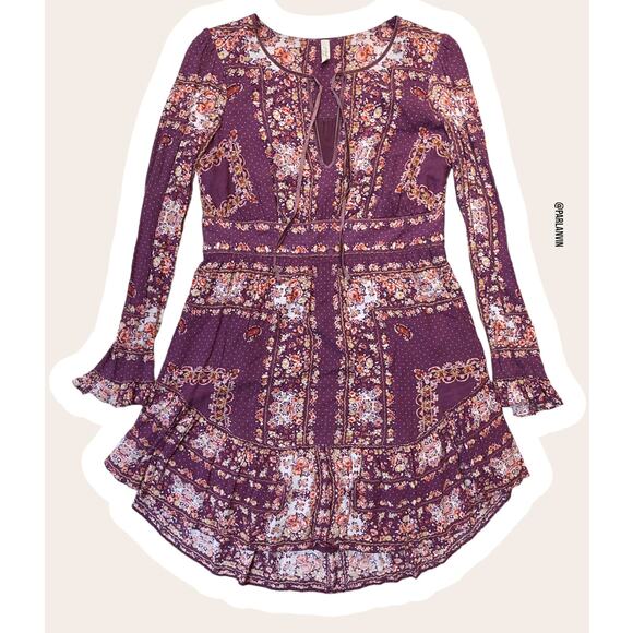 Free People Bridgette Mini Dress Bohemian Floral Print Mini Size S - Picture 1 of 8